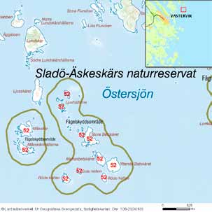 90 häckfågelfaunan i östra smålands ytterskärgård 1990-2008 Klanten Inv. objekt nr 66. Västerviks kommun. Sladö-Äskeskärs naturreservat. Fågelskyddsområde. Fågelvärde.