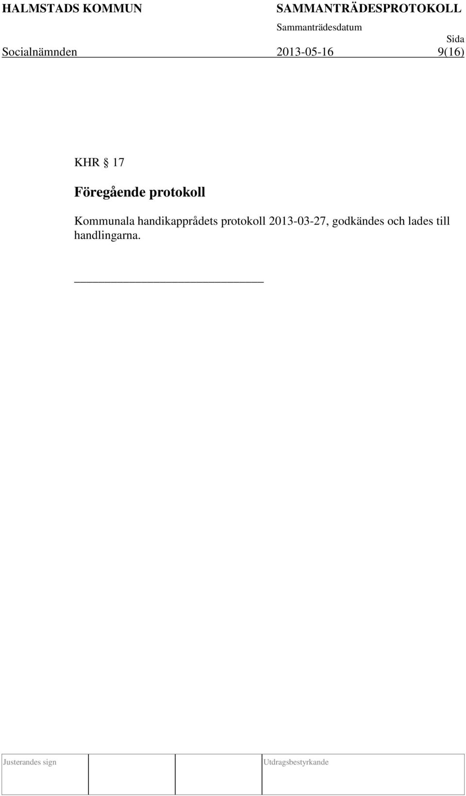 handikapprådets protokoll