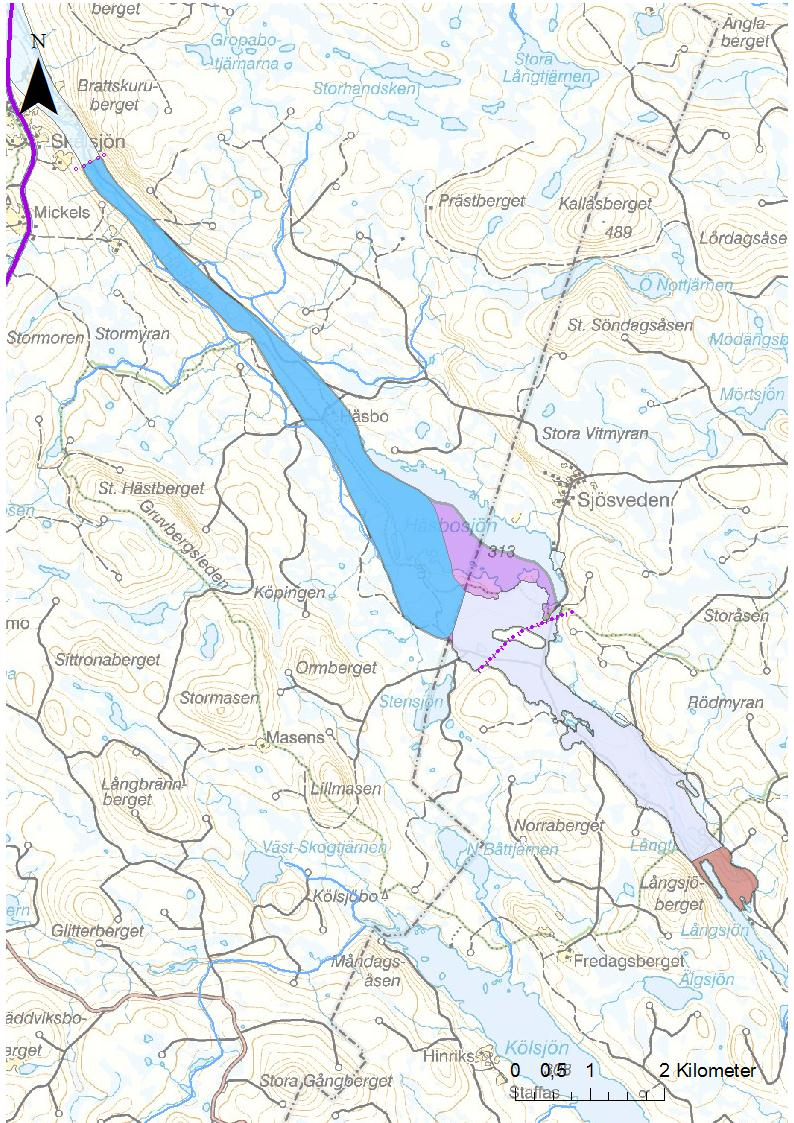 NV VicNatur Vattenskyddsområde - planerad - framtida Potentiellt förorenade områden EBH Riskklass/Preciserad status efter åtgärd ^_ 1 ^_ 2 ^_ 3 med enkelspår med dubbelspår Övrig järnväg under