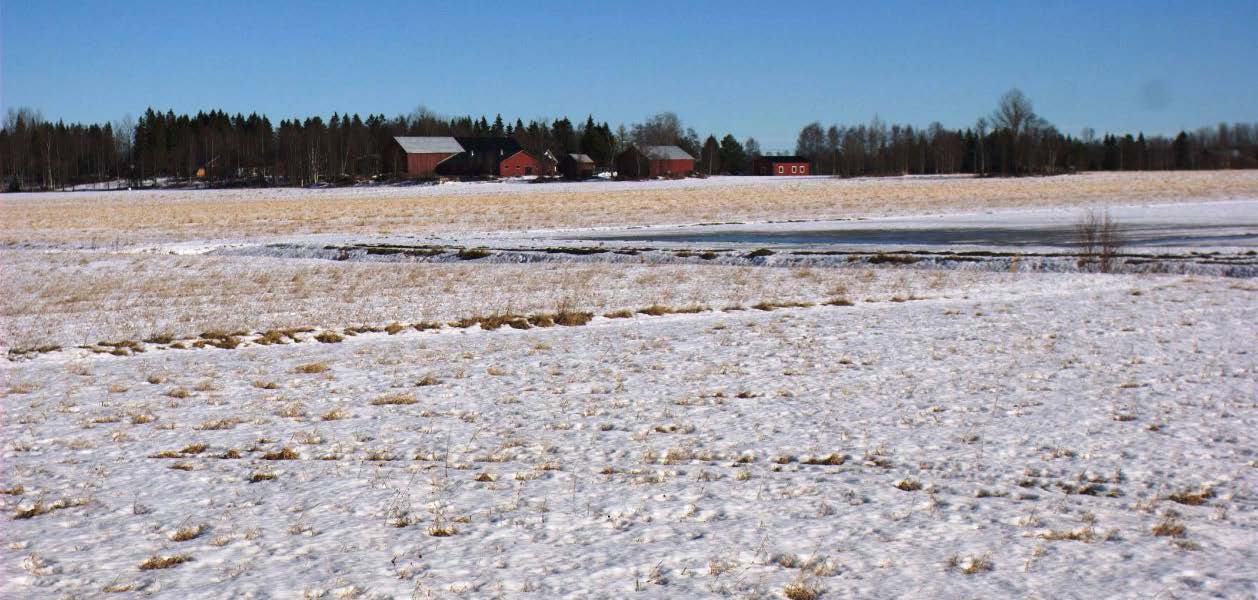 9 Bild. Utsikt in mot Skäret från Bergötornet. Det är den januari 007 och fälten är åter helt fria från snö efter att i omgångar ha täcks med snö som sedan tinat bort. Bild. Den mars 007 hade det åter kommit lite snö, men den täckte fortfarande knappt åkrarna.