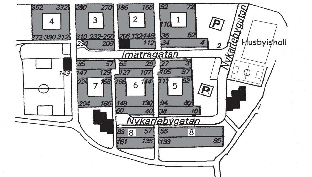 Gemensamma anläggningar Imatragatan 4 GROVTVÄTTSTUGA TVÄTTSTUGA MILJÖRUM Imatragatan 230 TVÄTTSTUGA CYKELRUM Imatragatan130 FÖRENINGSLOKAL