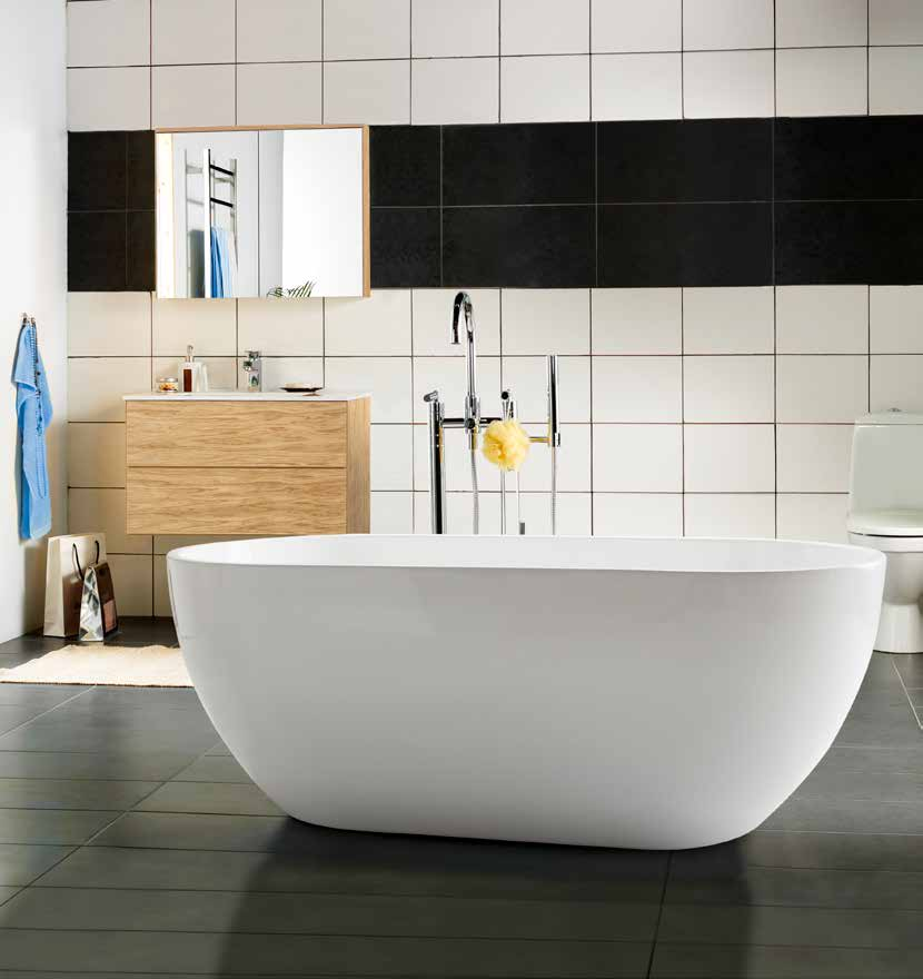 sense Ett smäckert badkar med ergonomisk sittkomfort. Lättskött, slitstark sanitetsakryl. Går att placera fristående eller mot vägg.