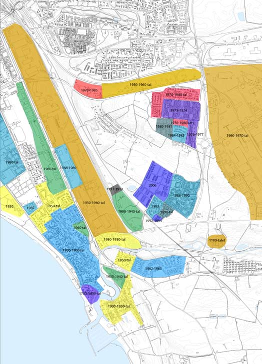 STADSKARAKTÄRER Utbyggnadsperiod Raus-områdets utbyggnadsperiod har sin början på 1100-talet och expanderar fortfarande då bostadsområdet Raus Vång, som är det senaste tillskottet, är under