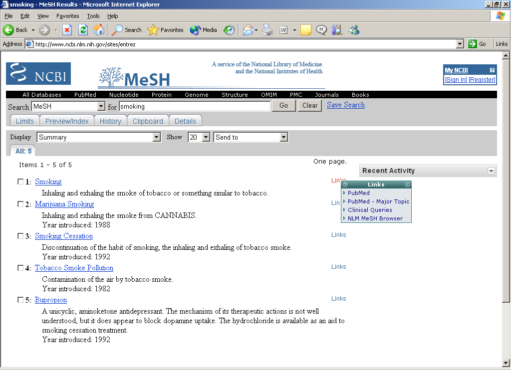 2) Du får nu upp en lista över föreslagna MeSH-termer.