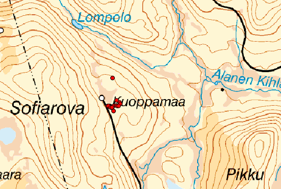 Kuoppamaa Pajala 7,4 km östsydost om Keräntöjärvi 7522098,1809705 (RT90) Skogen är klassad till produktion med generell hänsyn enligt ekoparksplanen.