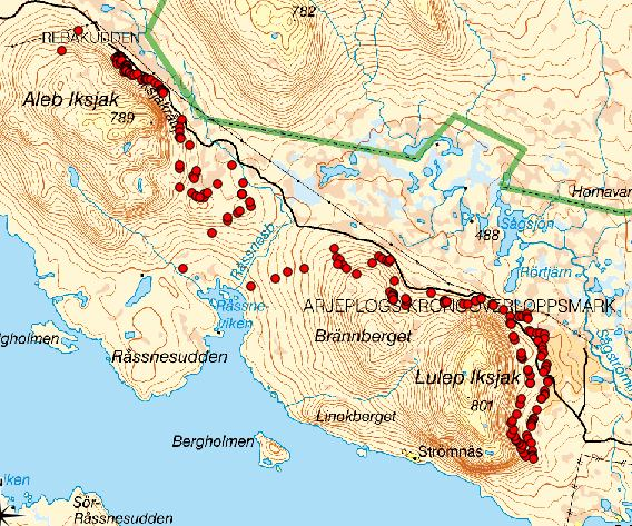 Röda prickar visar artfynden Naturskyddsföreningen gjorde 212 fynd fördelade på 29 rödlistade arter. Starkt hotade (EN) Urskogsporing Fläckporing, gräddporing, kristallticka, lappticka och ostticka.