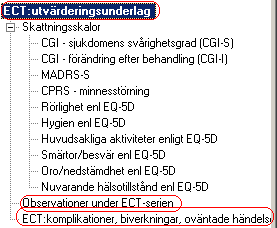 Utvärdering Detaljerad användarguide - Journalmall ECT-utvärdering 1. Effekten av ECT skall UTVÄRDERAS regelbundet av ordinerande läkare.