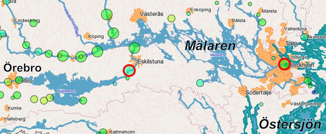 H. Örebro KARV Utsläpp från Örebro kommunala avloppsreningsverk når den känsliga recipienten Östersjön via Hjälmaren, Eskilstunaån, genom Mälaren och Mälarens utlopp i Stockholm.