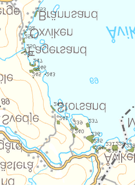 Kustinventeringen 2002-2004, Timrå kommun 229 Svartberget 1599588 Y 6934512 NV: 2 Areal 5,6 ha Biotopbeskrivning: Torr till frisk, ekbräken- risartad blandskog, med en del död ved, både liggande och