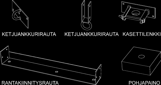 4 FÖRANKRING Pontonbryggan kan förankras på två olika sätt: med rör eller med vikter. Förankring med rör används när bottnen är mjuk och vattendjupet högst två meter.