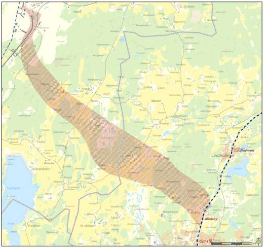 Bild 4. Valt utredningsalternativ för Roslagsbanans planerade förbindelse med Arlanda.