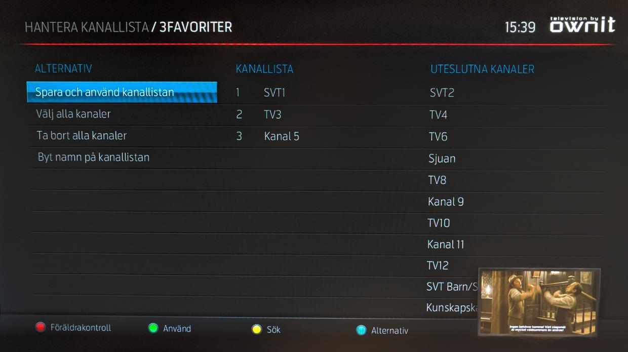 Kanallistor Sid 21 Om du ångrar dig och vill ha kanalerna i den ordning som de var från början så väljer du