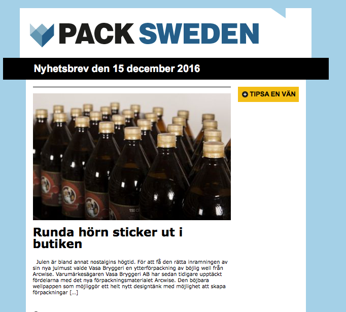 Om Pack Sweden Pack Sweden förmedlar nyheter och aktuell information inom förpackningsområdet.