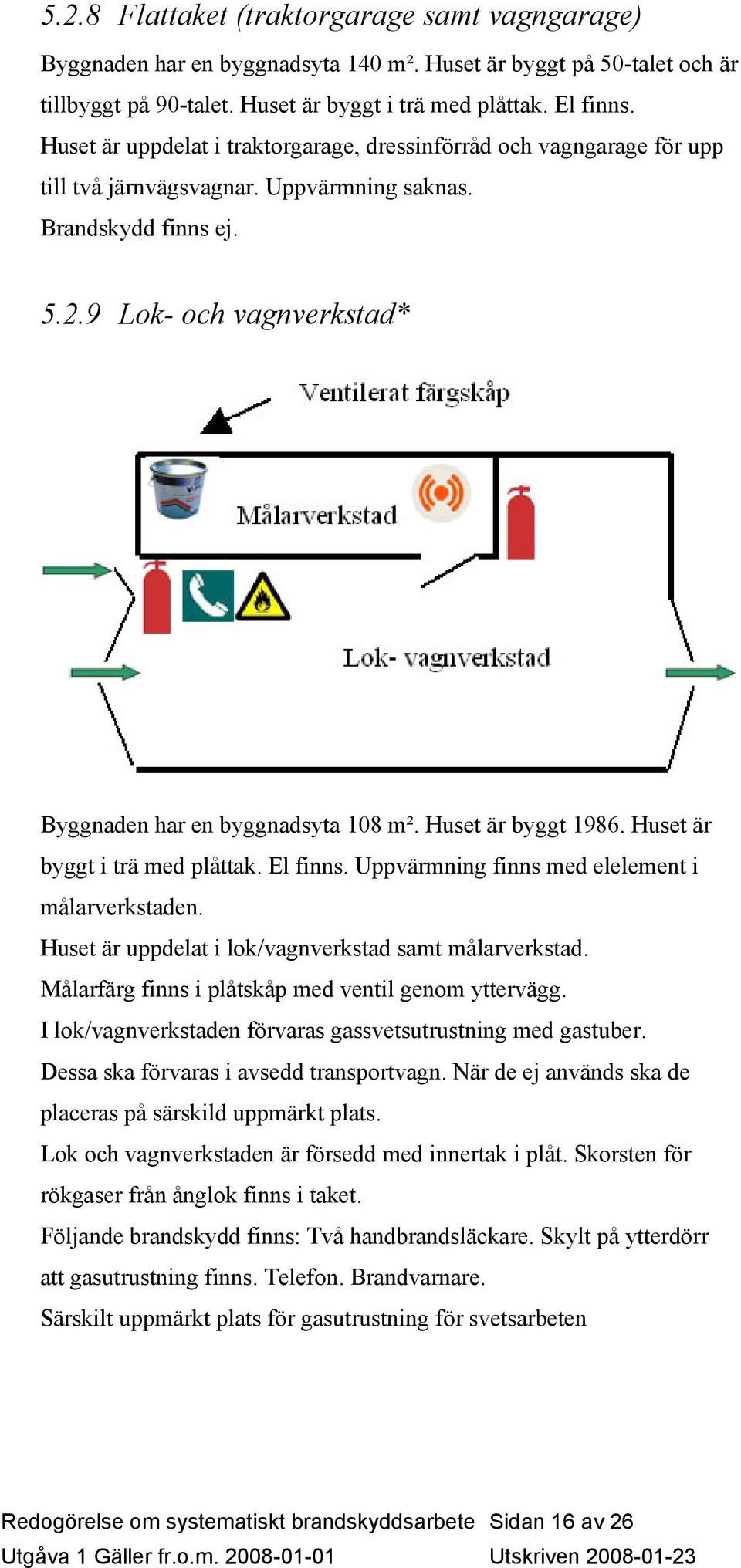 9 Lok- och vagnverkstad* Byggnaden har en byggnadsyta 108 m². Huset är byggt 1986. Huset är byggt i trä med plåttak. El finns. Uppvärmning finns med elelement i målarverkstaden.