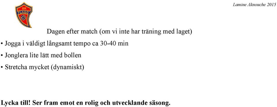 lite lätt med bollen Stretcha mycket (dynamiskt)