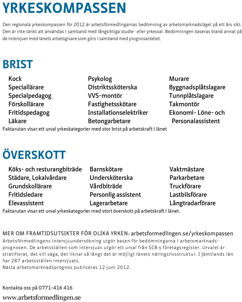 BRIST Kock Speciallärare Specialpedagog Förskollärare Fritidspedagog Läkare Psykolog Distriktssköterska VVS-montör Fastighetsskötare Installationselektriker Betongarbetare Faktarutan visar ett urval