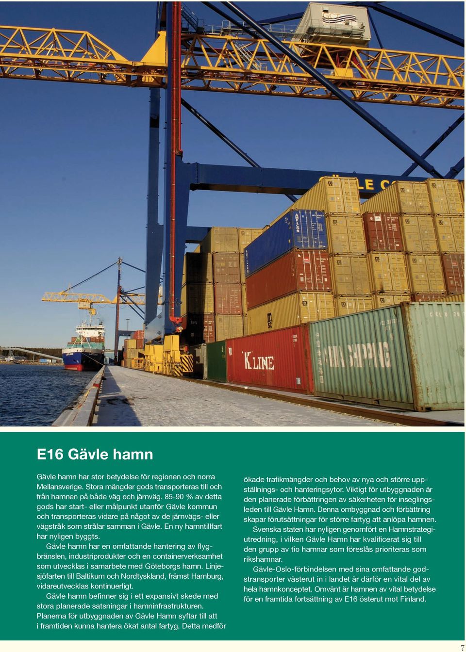 Gävle hamn har en omfattande hantering av flygbränslen, industriprodukter och en containerverksamhet som utvecklas i samarbete med Göteborgs hamn.