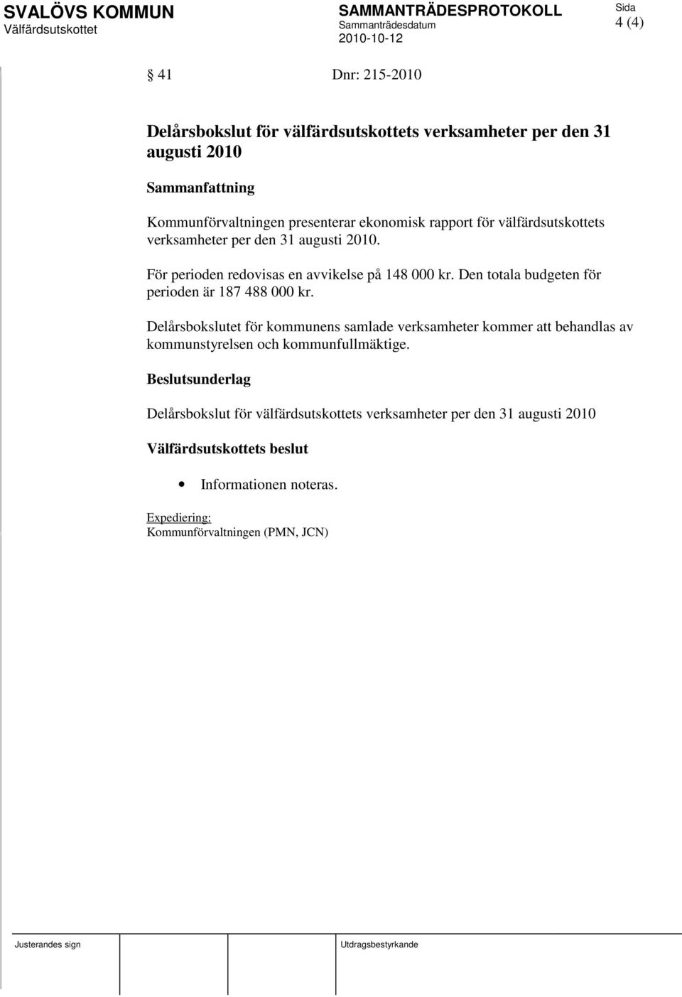 Den totala budgeten för perioden är 187 488 000 kr.