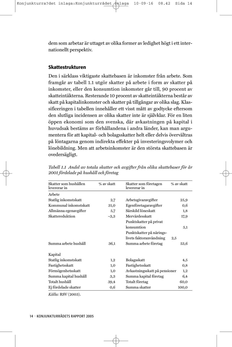 1 utgör skatter på arbete i form av skatter på inkomster, eller den konsumtion inkomster går till, 90 procent av skatteintäkterna.