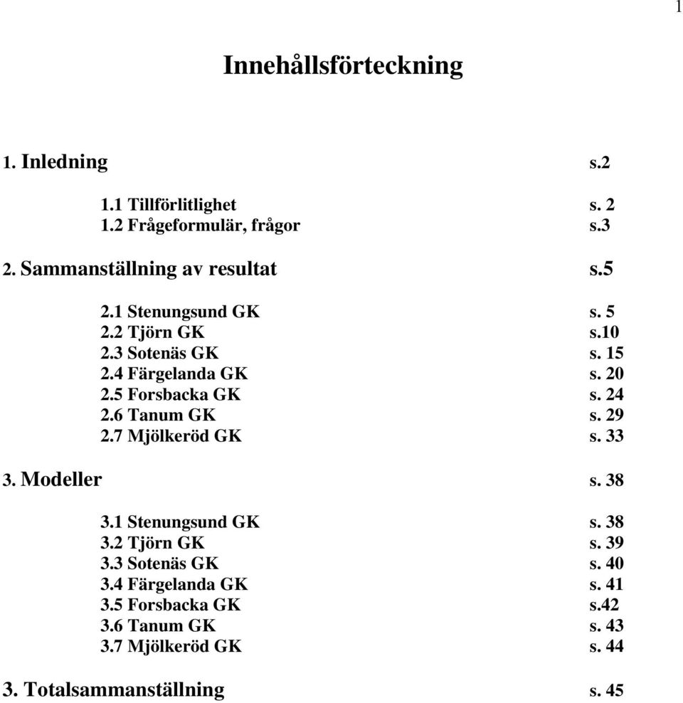 5 Forsbacka GK s. 24 2.6 Tanum GK s. 29 2.7 Mjölkeröd GK s. 33 3. Modeller s. 38 3.1 Stenungsund GK s. 38 3.2 Tjörn GK s.