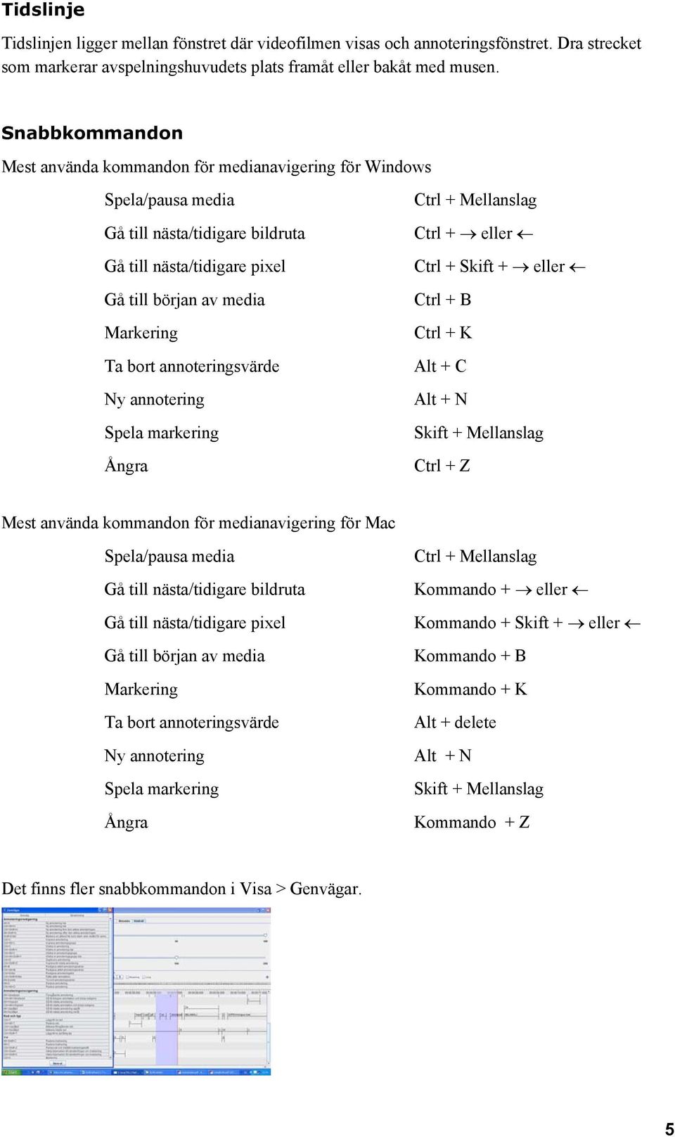 annoteringsvärde Ny annotering Spela markering Ångra Ctrl + Mellanslag Ctrl + eller Ctrl + Skift + eller Ctrl + B Ctrl + K Alt + C Alt + N Skift + Mellanslag Ctrl + Z Mest använda kommandon för