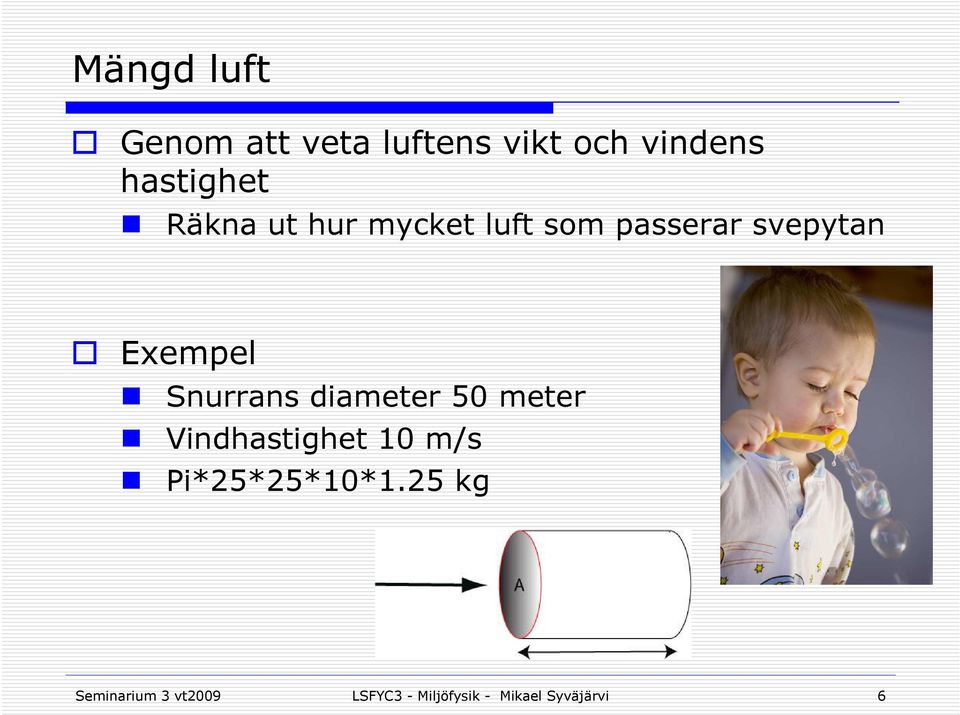 Snurrans diameter 50 meter Vindhastighet 10 m/s