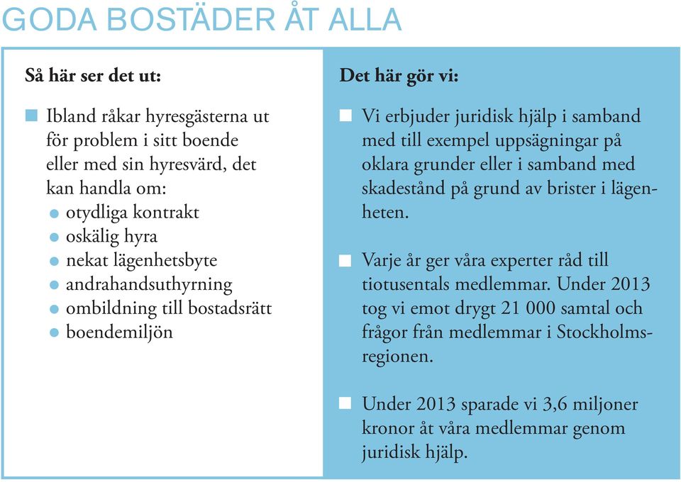 exempel uppsägningar på oklara grunder eller i samband med skadestånd på grund av brister i lägenheten. Varje år ger våra experter råd till tiotusentals medlemmar.