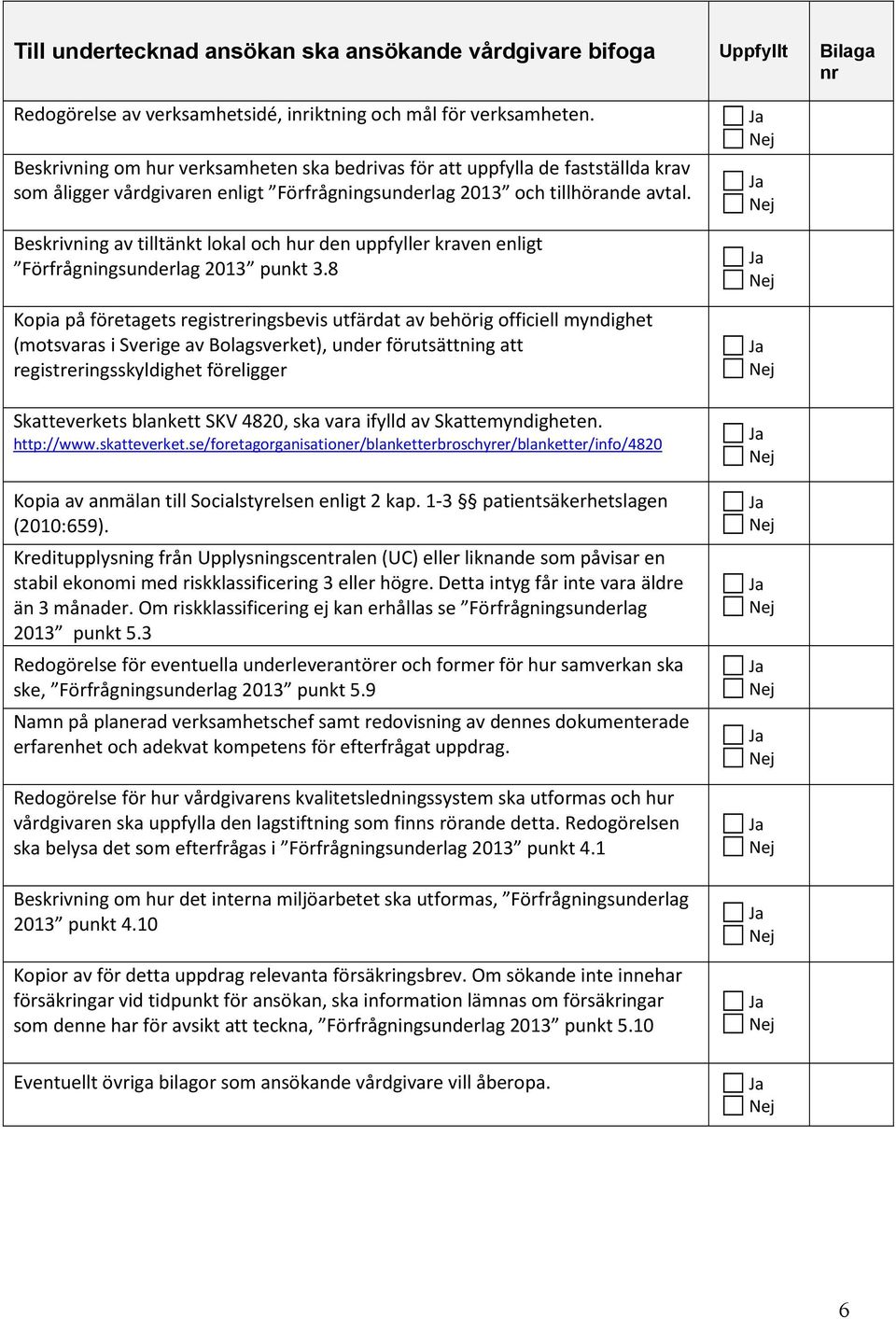 Beskrivning av tilltänkt lokal och hur den uppfyller kraven enligt Förfrågningsunderlag 2013 punkt 3.