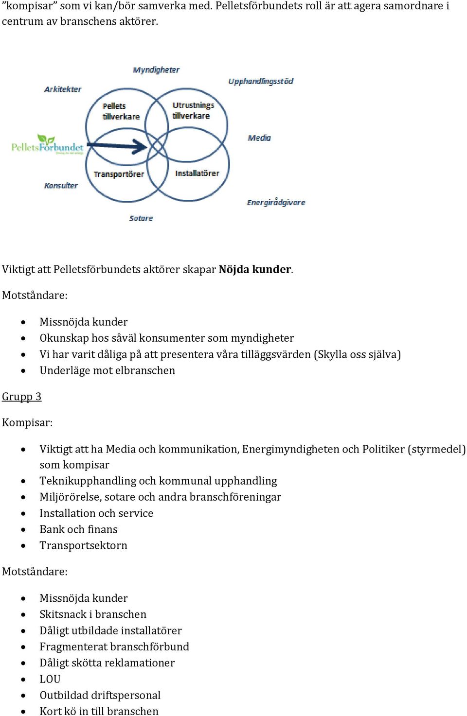 Viktigt att ha Media och kommunikation, Energimyndigheten och Politiker (styrmedel) som kompisar Teknikupphandling och kommunal upphandling Miljörörelse, sotare och andra branschföreningar
