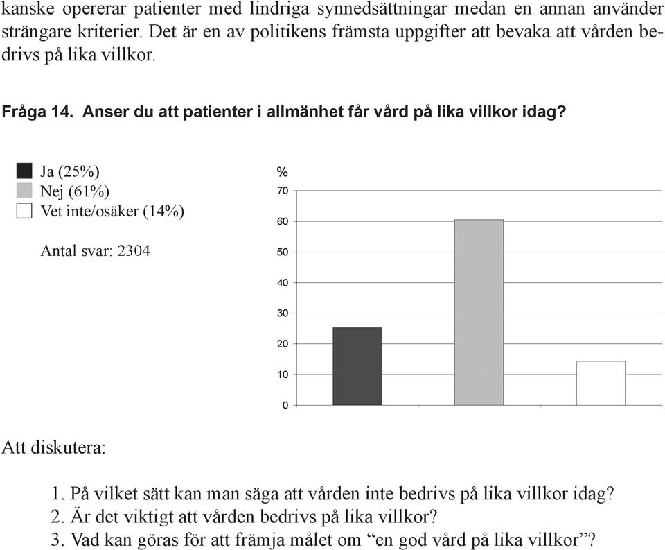 Anser du att patienter i allmänhet får vård på lika villkor idag?