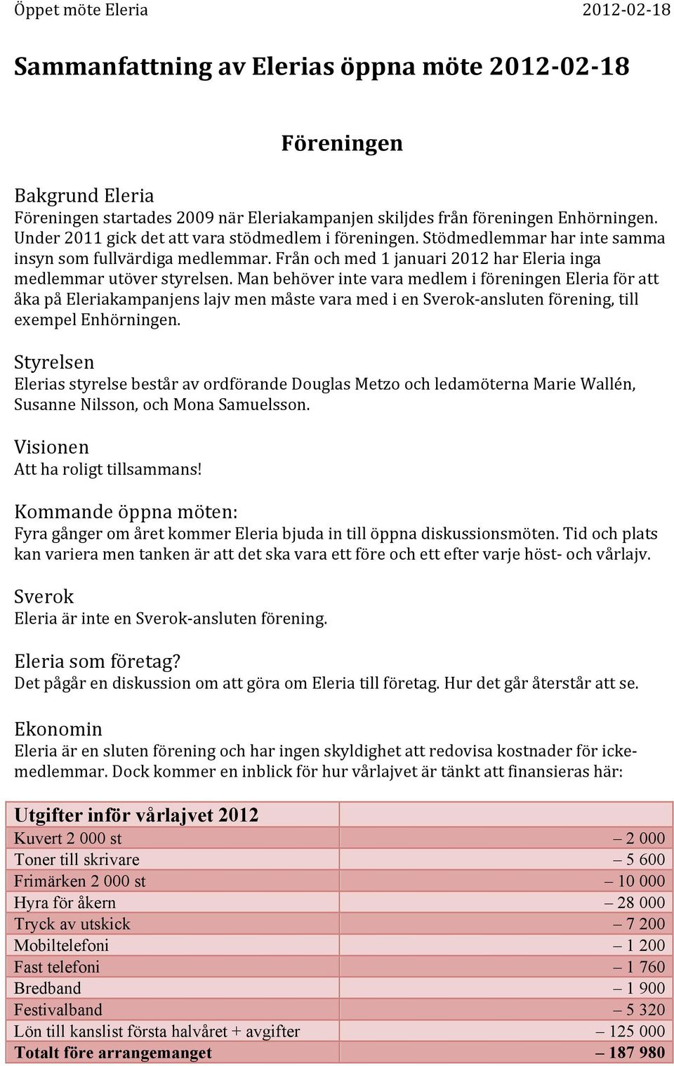 Man behöver inte vara medlem i föreningen Eleria för att åka på Eleriakampanjens lajv men måste vara med i en Sverok- ansluten förening, till exempel Enhörningen.