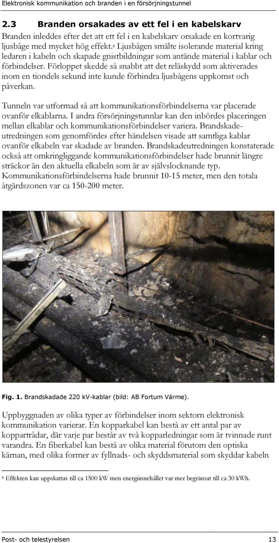 Förloppet skedde så snabbt att det reläskydd som aktiverades inom en tiondels sekund inte kunde förhindra ljusbågens uppkomst och påverkan.