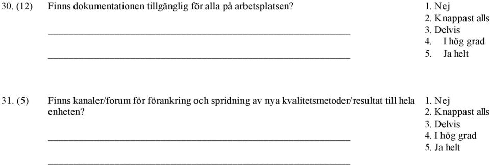 (5) Finns kanaler/forum för förankring och