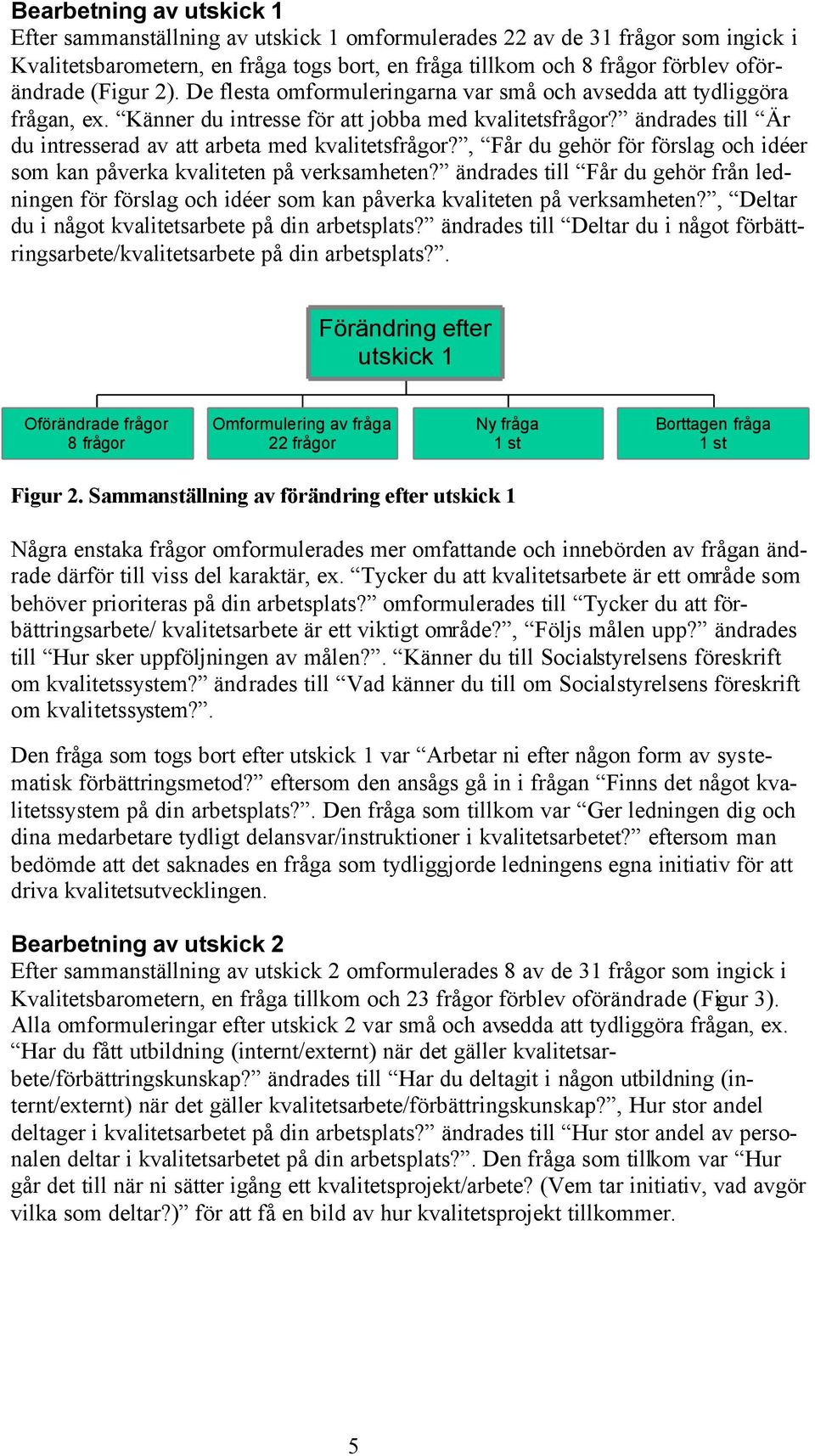 ändrades till Är du intresserad av att arbeta med kvalitetsfrågor?, Får du gehör för förslag och idéer som kan påverka kvaliteten på verksamheten?