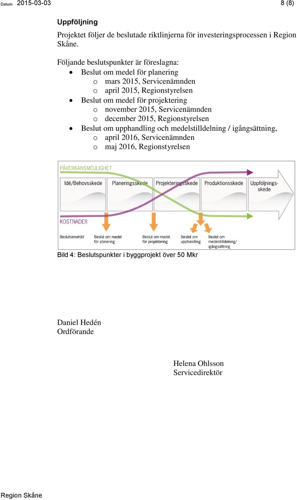 medel för projektering o november 2015, Servicenämnden o december 2015, Regionstyrelsen Beslut om upphandling och medelstilldelning /