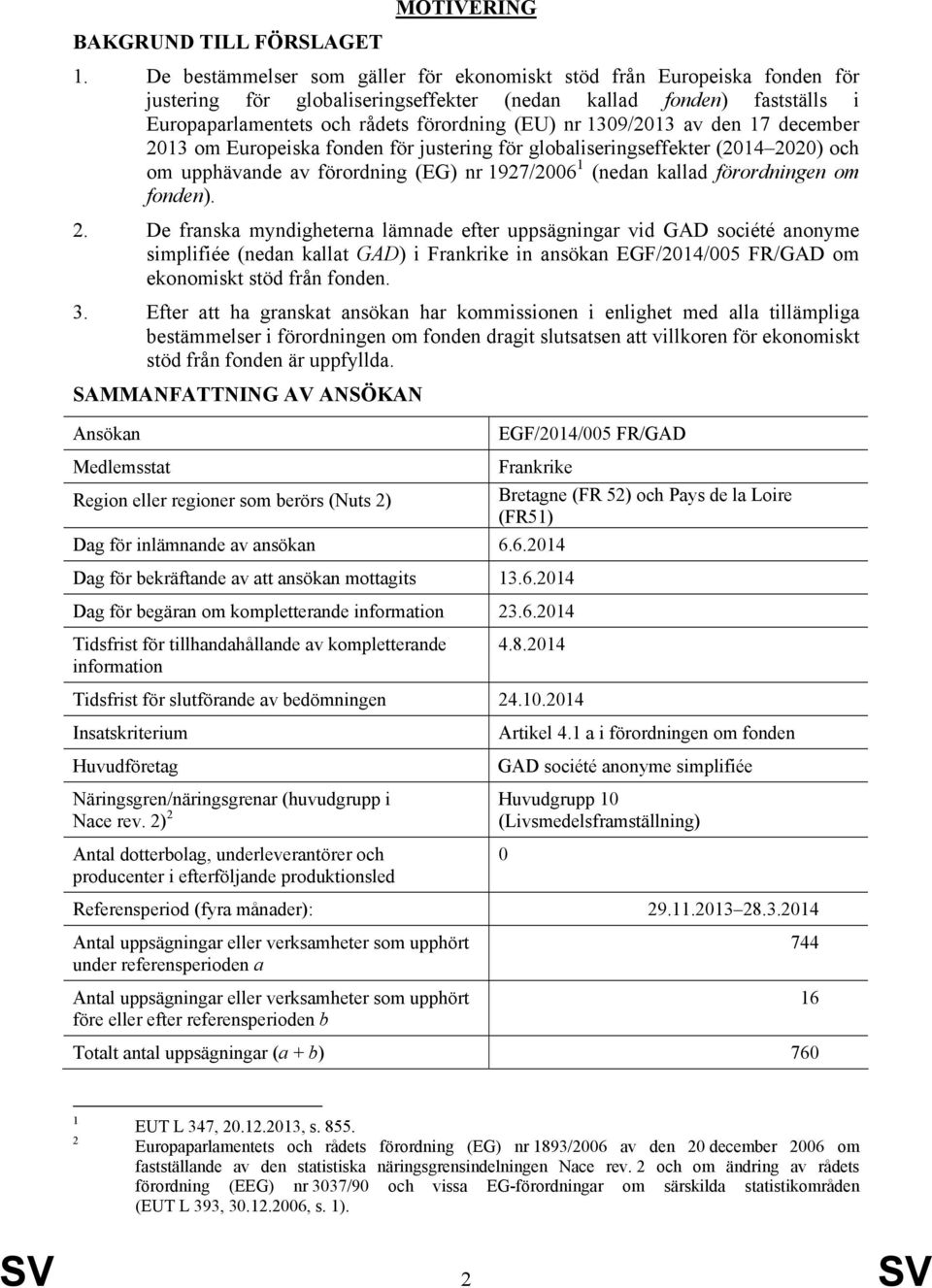 1309/2013 av den 17 december 2013 om Europeiska fonden för justering för globaliseringseffekter (2014 2020) och om upphävande av förordning (EG) nr 1927/2006 1 (nedan kallad förordningen om fonden).