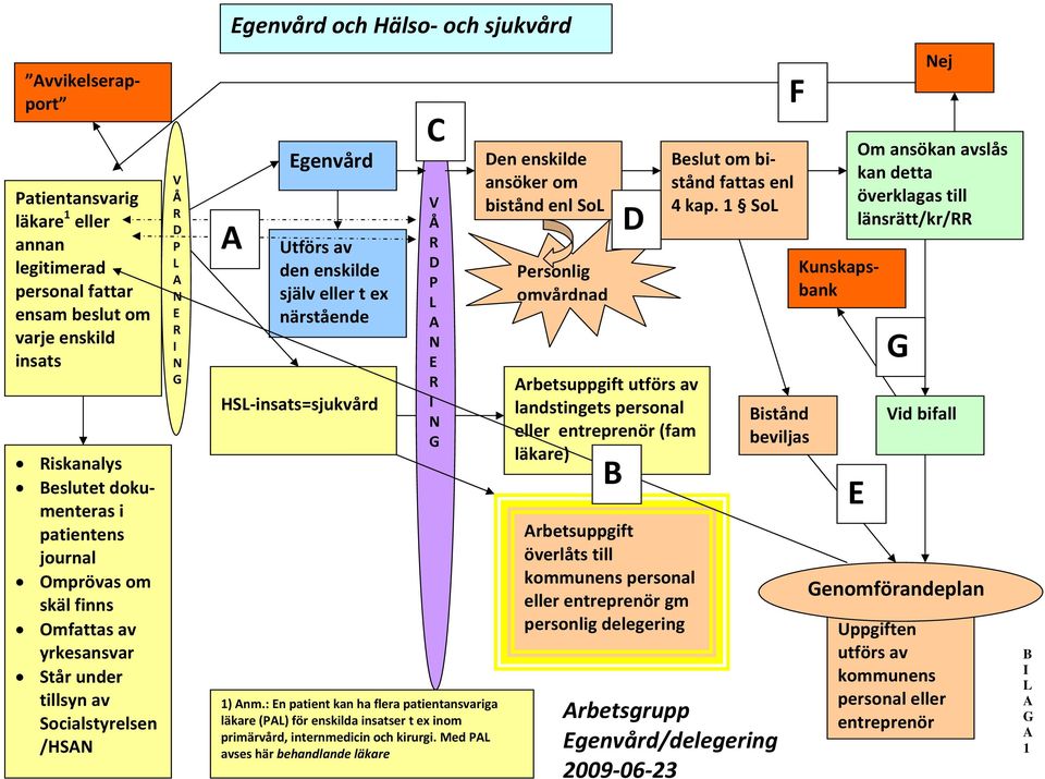 L A N E R I N G 1) Anm.: En patient kan ha flera patientansvariga läkare (PAL) för enskilda insatser t ex inom primärvård, internmedicin och kirurgi.