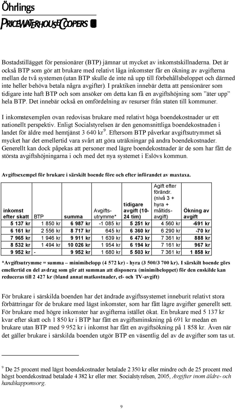 behöva betala några avgifter). I praktiken innebär detta att pensionärer som tidigare inte haft BTP och som ansöker om detta kan få en avgiftshöjning som äter upp hela BTP.