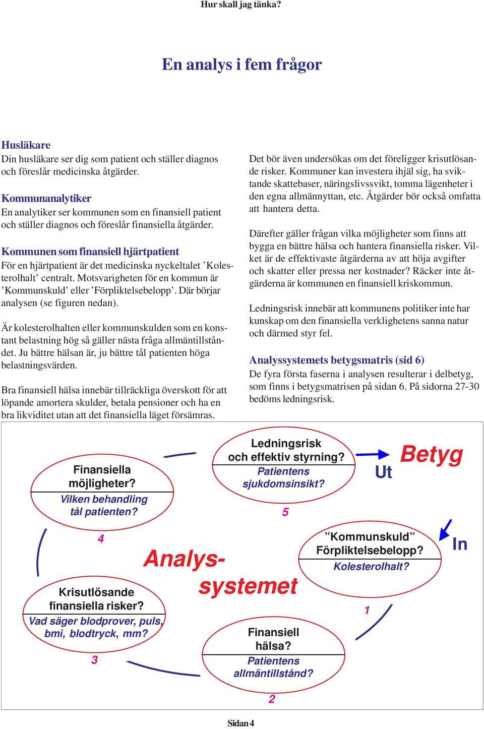 Kommunen som finansiell hjärtpatient För en hjärtpatient är det medicinska nyckeltalet Kolesterolhalt centralt. Motsvarigheten för en kommun är Kommunskuld eller Förpliktelsebelopp.