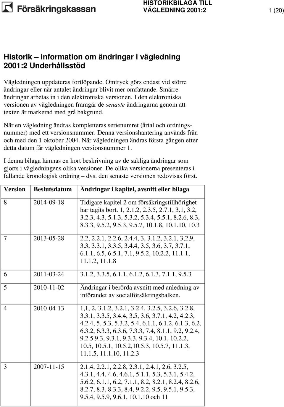 I den elektroniska versionen av vägledningen framgår de senaste ändringarna genom att texten är markerad med grå bakgrund.