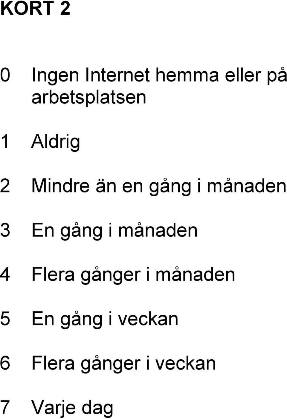 månaden 3 En gång i månaden 4 Flera gånger i