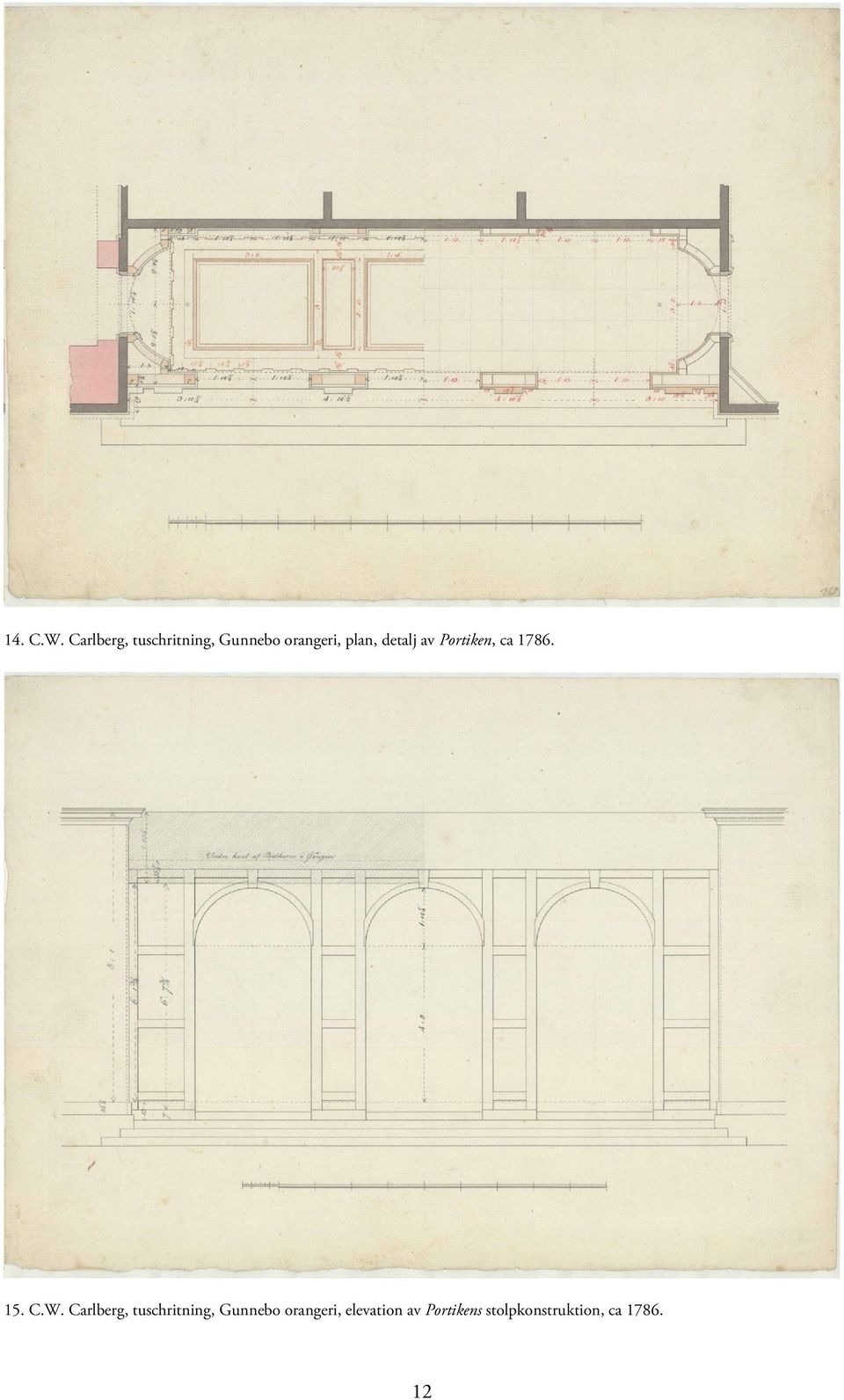 detalj av Portiken, ca 1786. 15. C.W.
