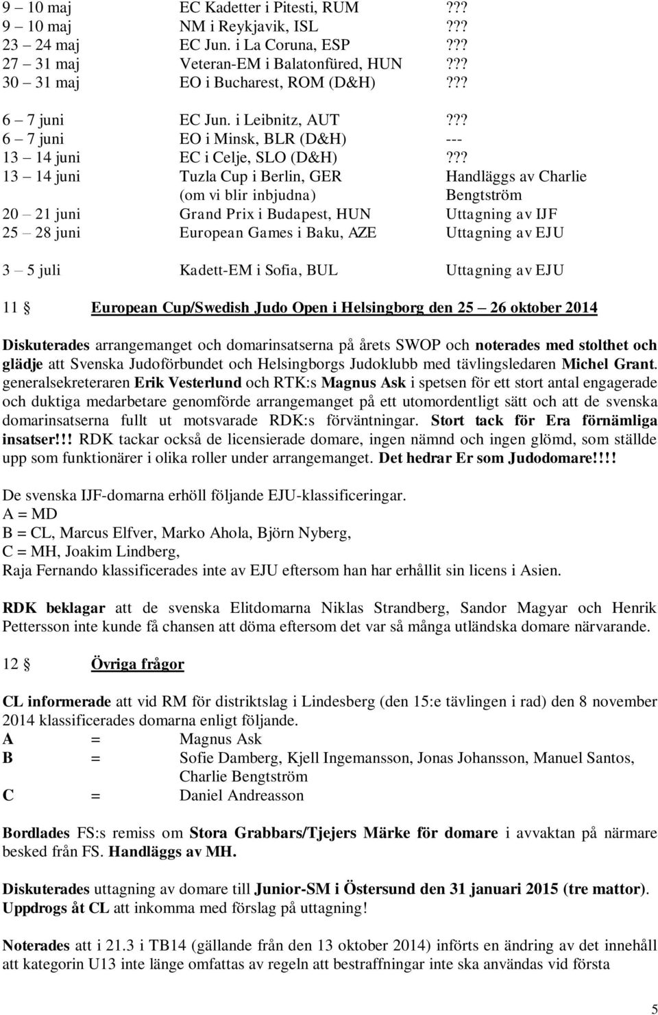 ?? 13 14 juni Tuzla Cup i Berlin, GER Handläggs av Charlie (om vi blir inbjudna) Bengtström 20 21 juni Grand Prix i Budapest, HUN Uttagning av IJF 25 28 juni European Games i Baku, AZE Uttagning av
