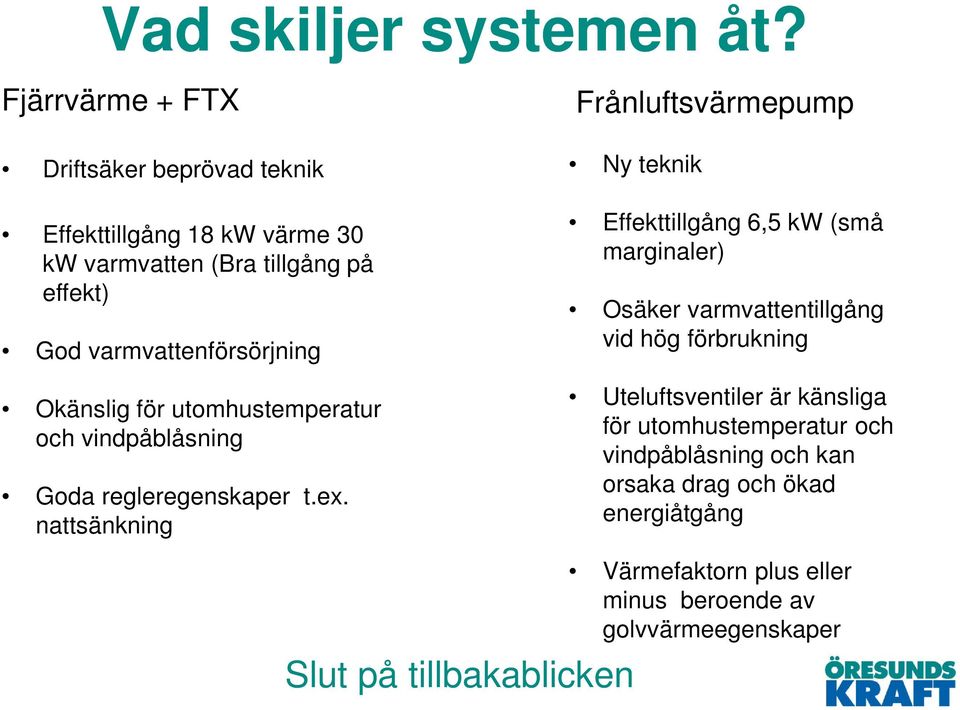 varmvattenförsörjning Okänslig för utomhustemperatur och vindpåblåsning Goda regleregenskaper t.ex.
