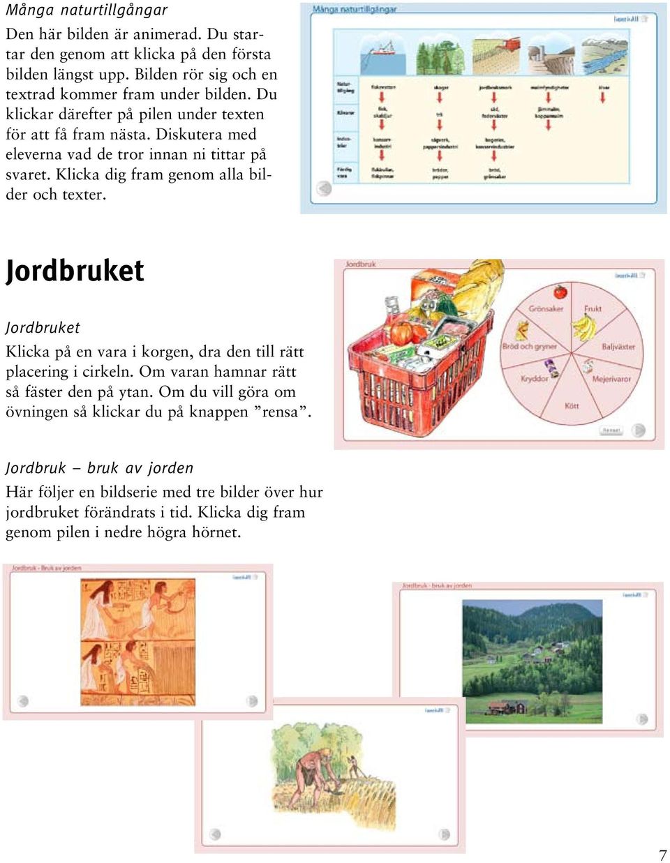 Jordbruket Jordbruket Klicka på en vara i korgen, dra den till rätt placering i cirkeln. Om varan hamnar rätt så fäster den på ytan.