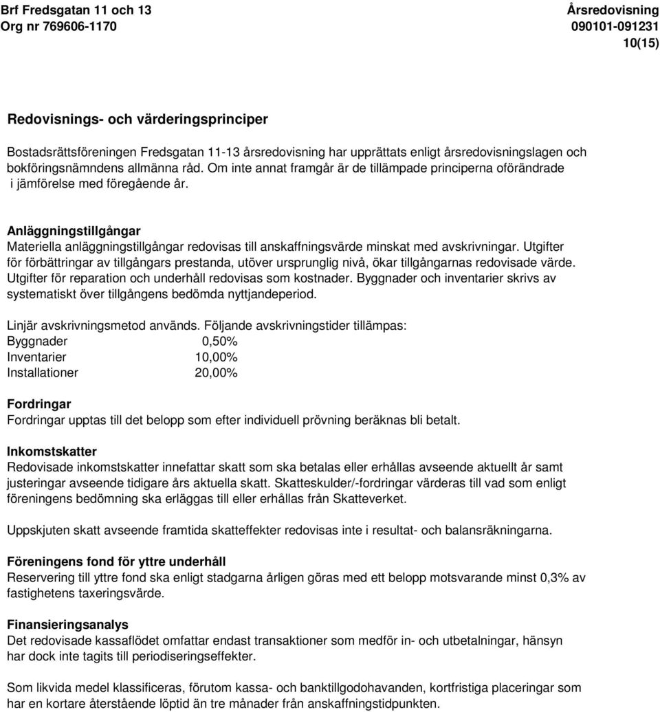 Anläggningstillgångar Materiella anläggningstillgångar redovisas till anskaffningsvärde minskat med avskrivningar.