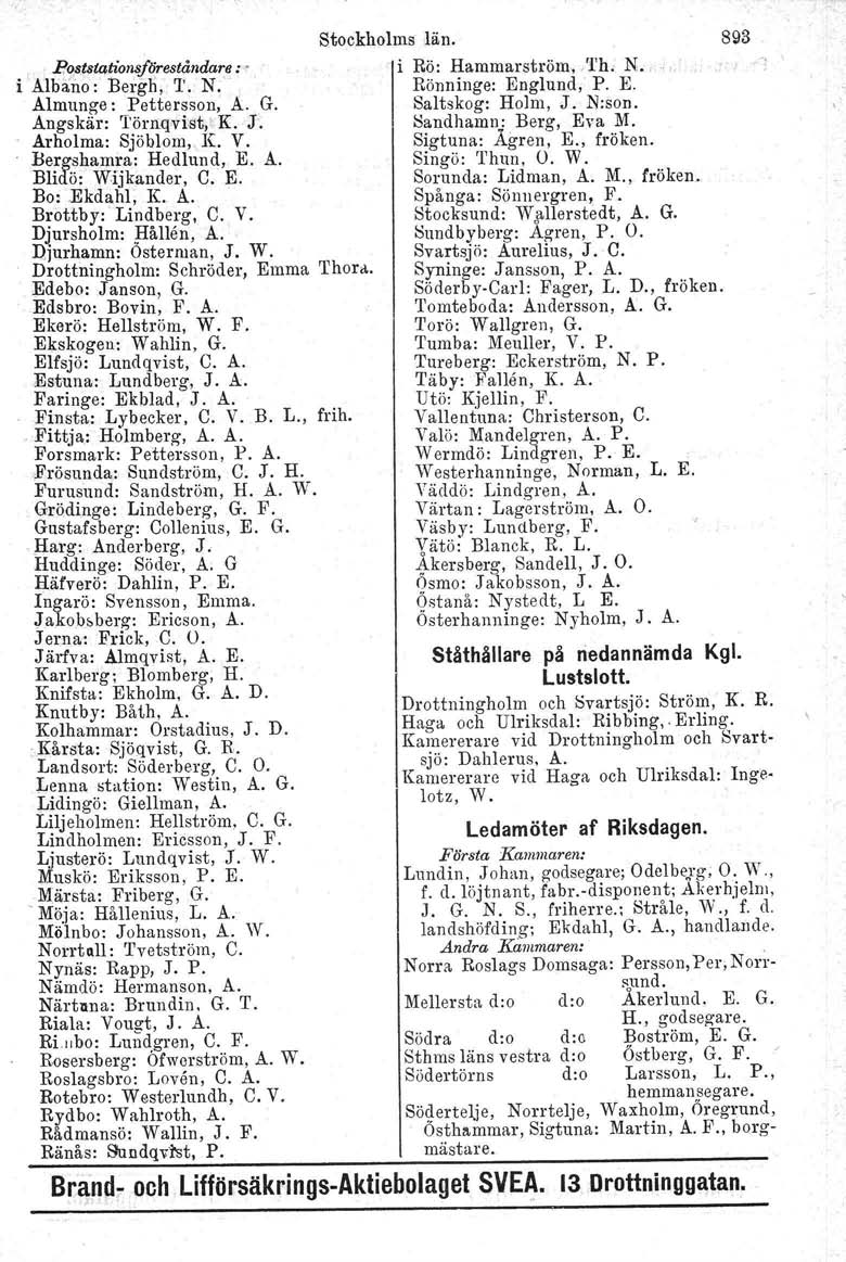 Eoststationsfäreståndar6 :" i Albano: BergII, T. N: Almunge : Pettersson; A. G. Angskär: 'I'örnqvist.tK. J. Arholma: Sjöblom,.K. V. Be!g.sham.r.a: Hedlund, E. A. BlIda: W1.lkander, C. E. Bo: Ekdahl; K.