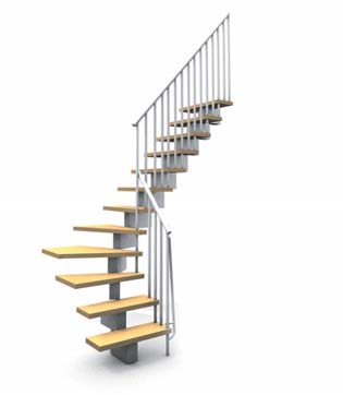 Oak90 Designa trappan. Steghöjd A Avstånd från golv till golv Svängning Oak90 består av 11, 1, 1, 1, 1 eller 1 steghöjder med en stomme av stål och en räckesida.