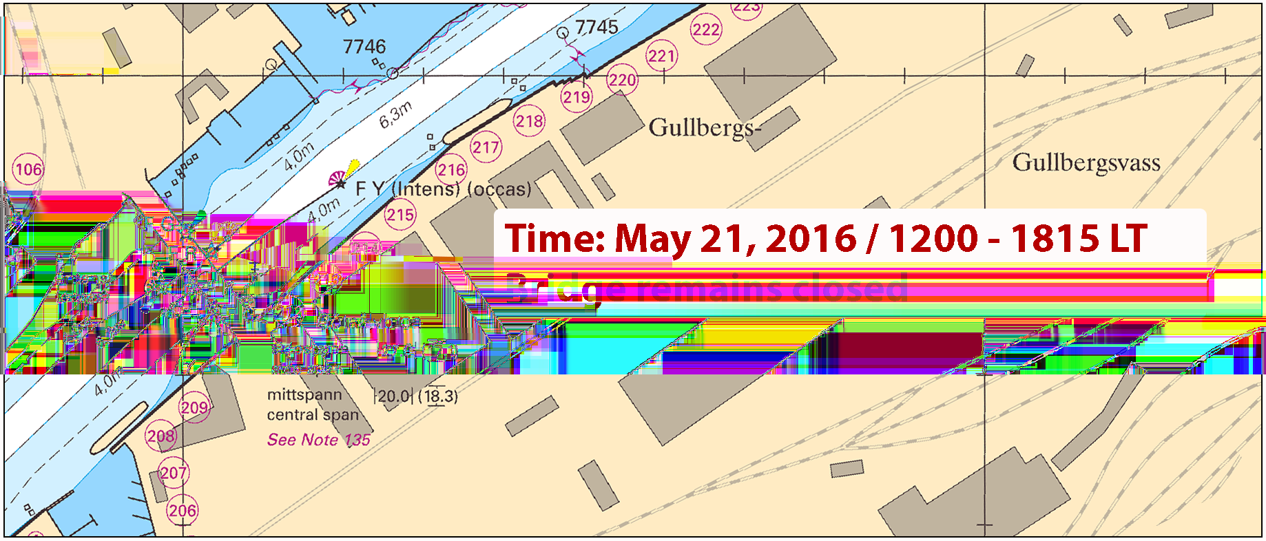 2016-04-07 10 Nr 593 Tid: 21 maj 2016, 1200-1815. Under Göteborgsvarvet 2016 kommer klaffen på Göta älvbron att hållas stängd.