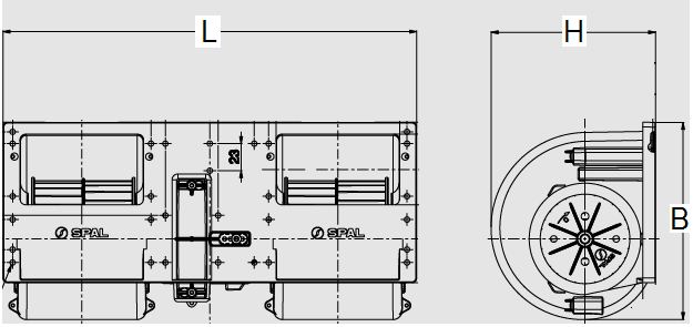 Dubbelradialfläktar, serie 006- & 017- SP 3000 2100 006-A39-22 351x168x140 mm / 4-F 1170 m³/h / 31,1 A 006-A40-22 351x168x140 mm 1080 m³/h / 25,3 A SP 3000 2128 006-A45-22 351x168x140 mm / 3-F 1030